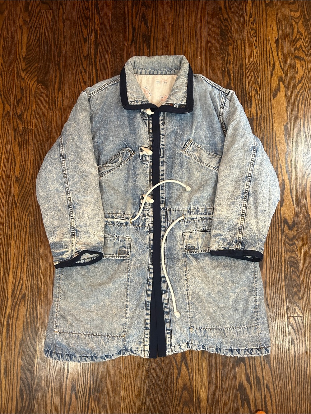 Vintage 80s Acid Washed Distressed Jean Jacket